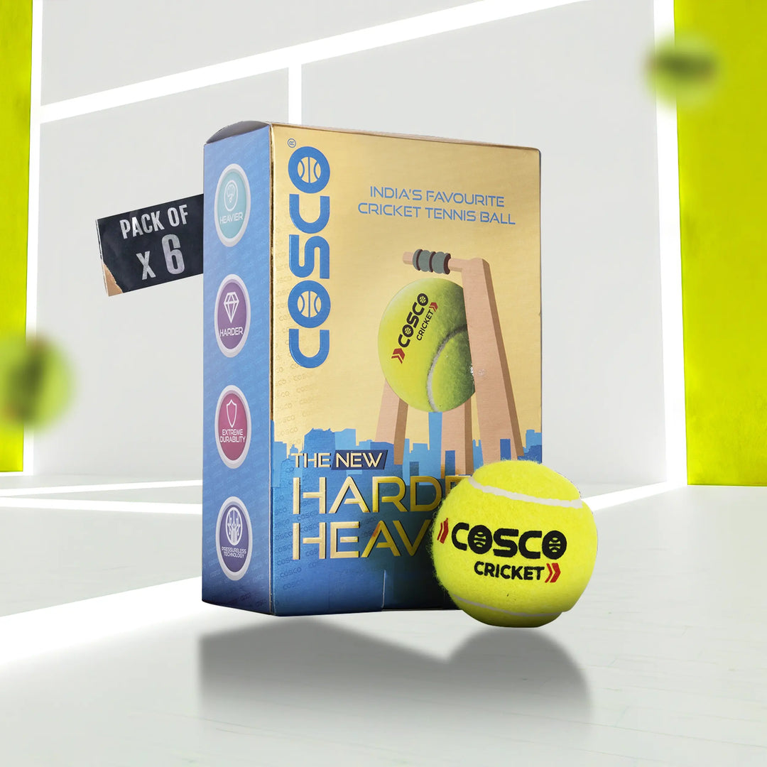 Cosco Cricket Tennis Balls - Fluorescent (pack of 6)