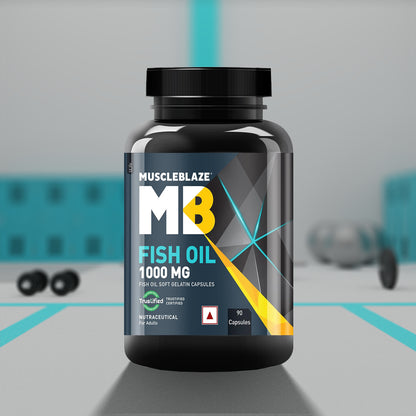 MuscleBlaze Omega 3 Fish Oil (1000mg) with 180g EPA and 120mg DHA (60 Capsules) - InstaSport