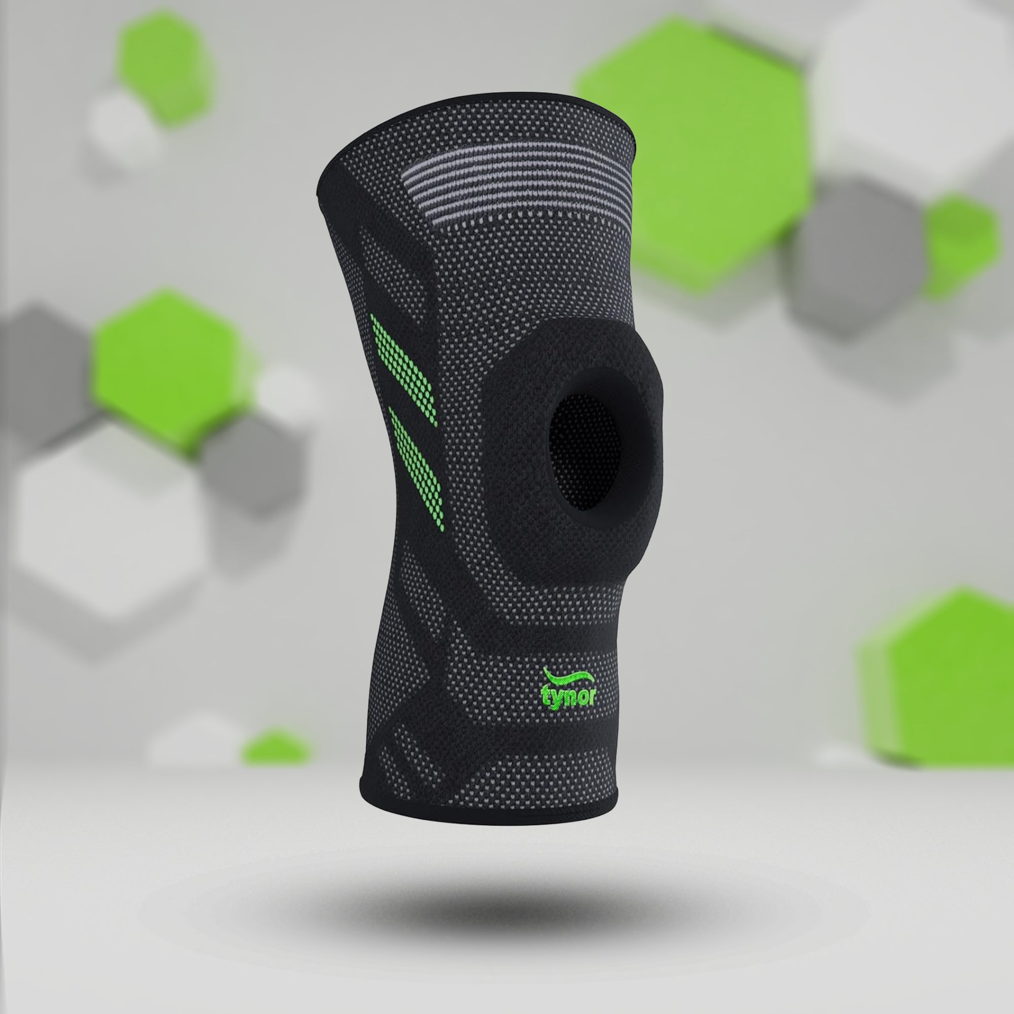 Tynor Air Open Patella Knee Cap - Black & Green - InstaSport