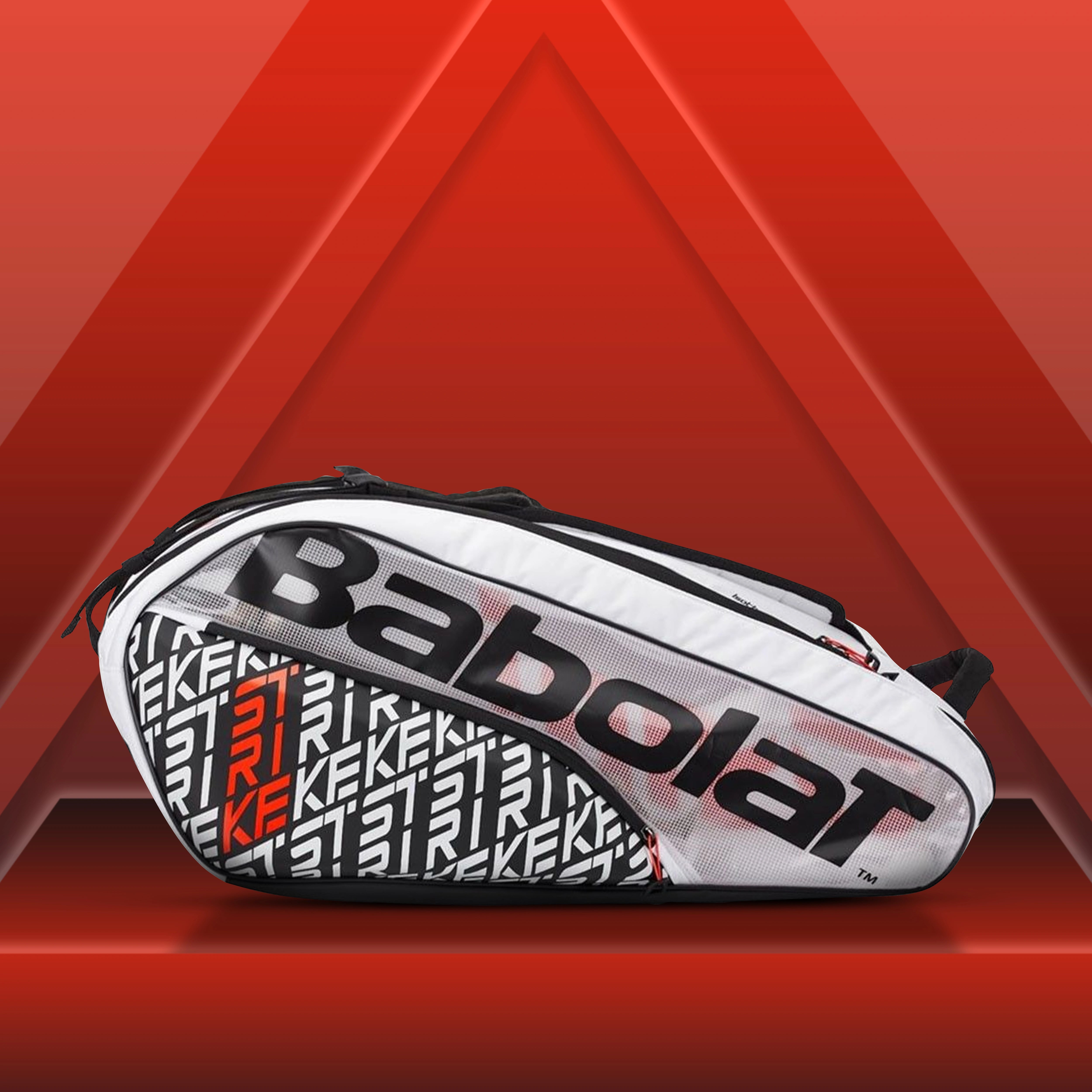 Babolat RH X12 Pure Strike Tennis Kitbag (White/ Black/ Red) - InstaSport