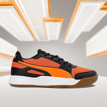 Puma Men's Deuce Indoor Shoe (Black-Vibrant Orange-Silver) 10760403