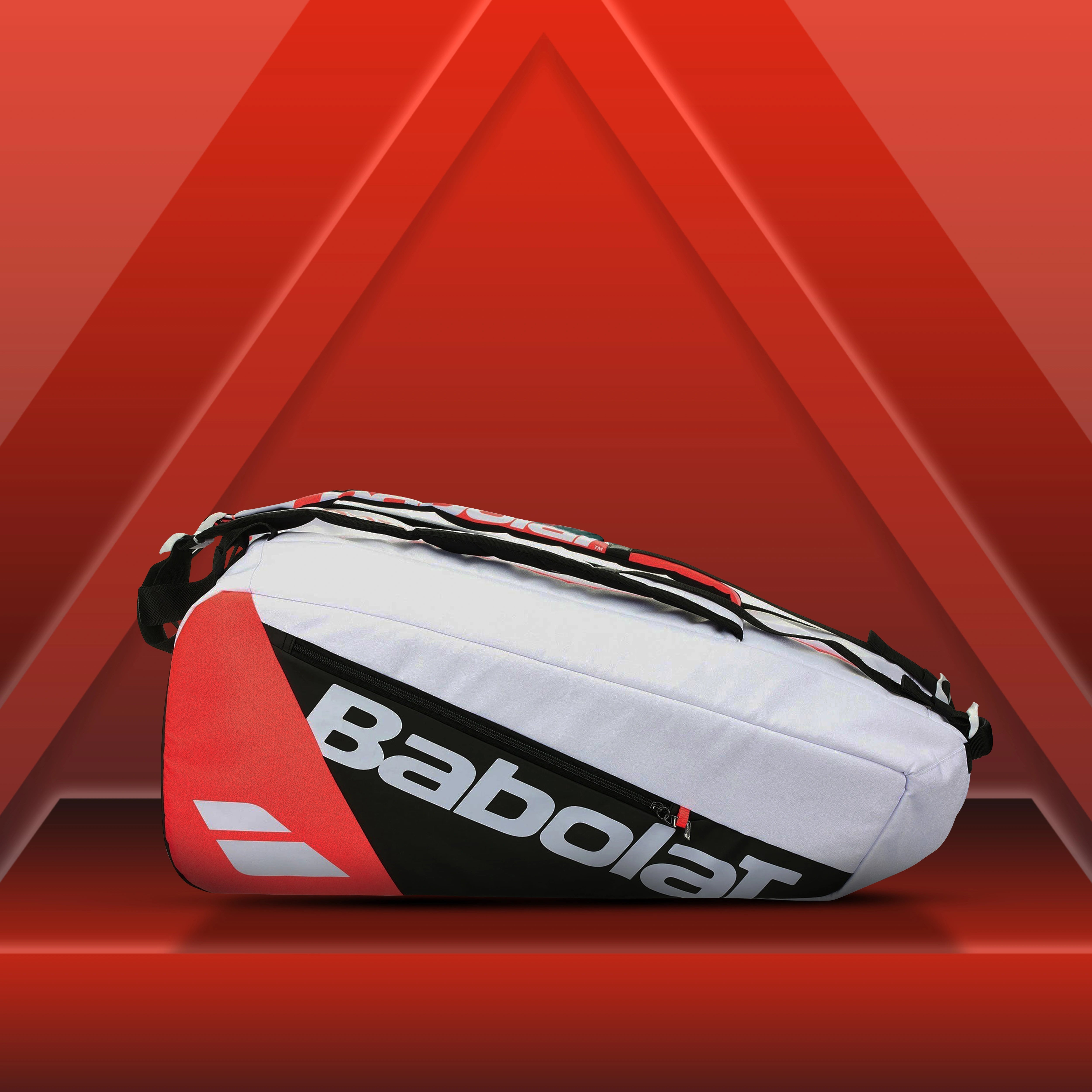 Babolat RH X6Pure Strike Tennis Kitbag - White/ Black/ Red - InstaSport