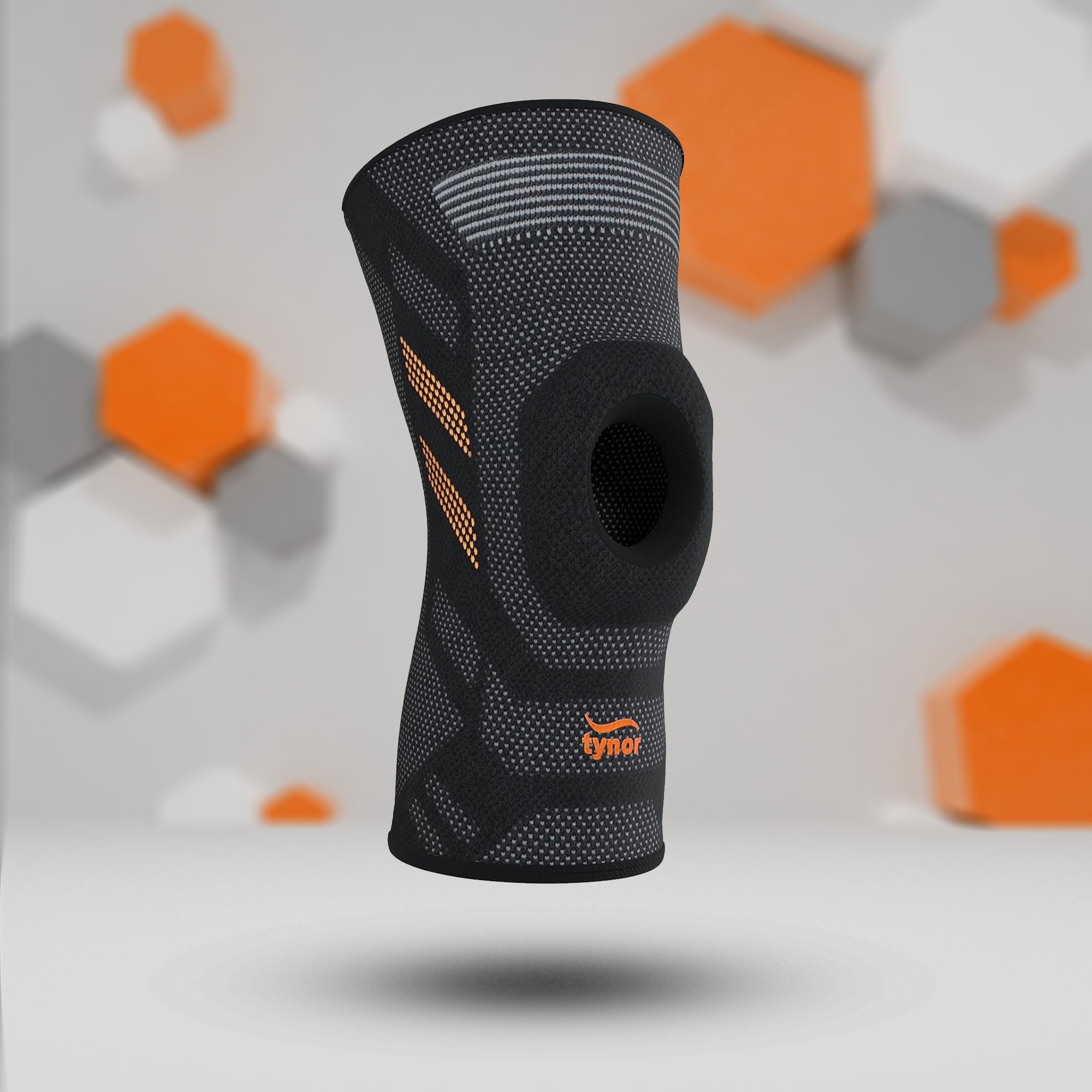 Tynor Air Open Patella Knee Cap - Black & Orange - InstaSport