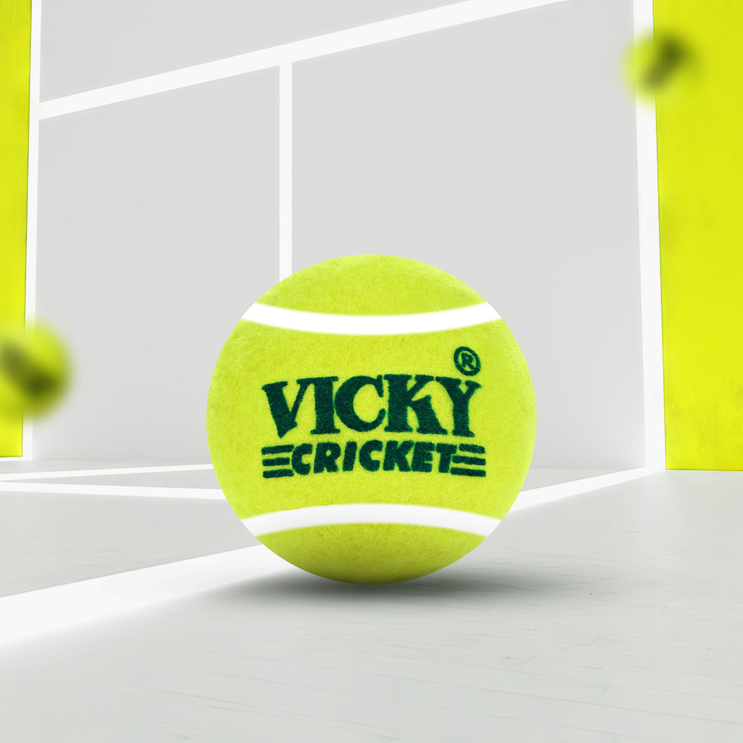 Vicky Cricket Tennis Balls Fluorescent Yellow (Pack of 6) - InstaSport