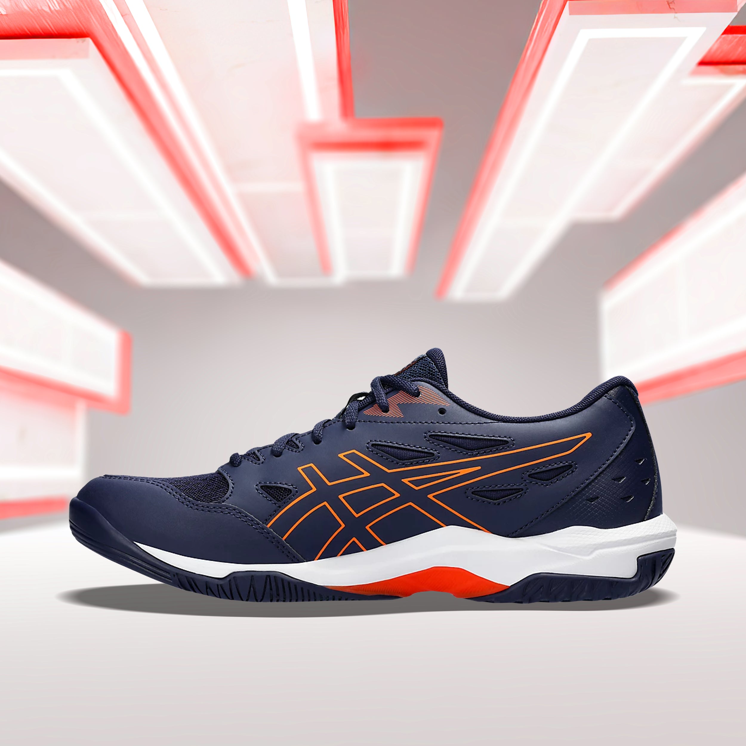 Asics Gel Rocket 11 Badminton Shoes (Peacoat/ Shocking Orange) - InstaSport