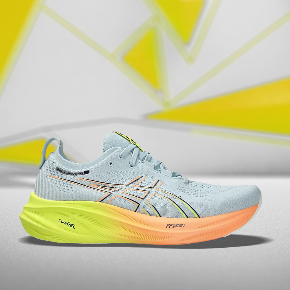 ASICS GEL NIMBUS 26 - PARIS (COOL GREY/ SAFETY YELLOW) RUNNING SHOES - InstaSport