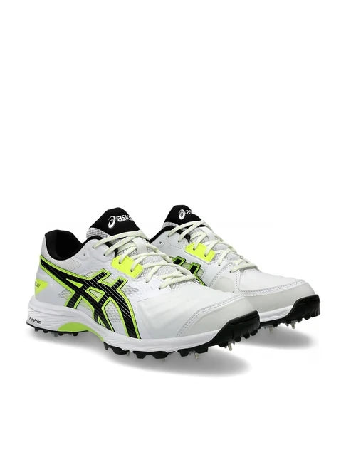 Asics Gel Gully 7 Cricket Shoes (White/ Safety Yellow) - InstaSport