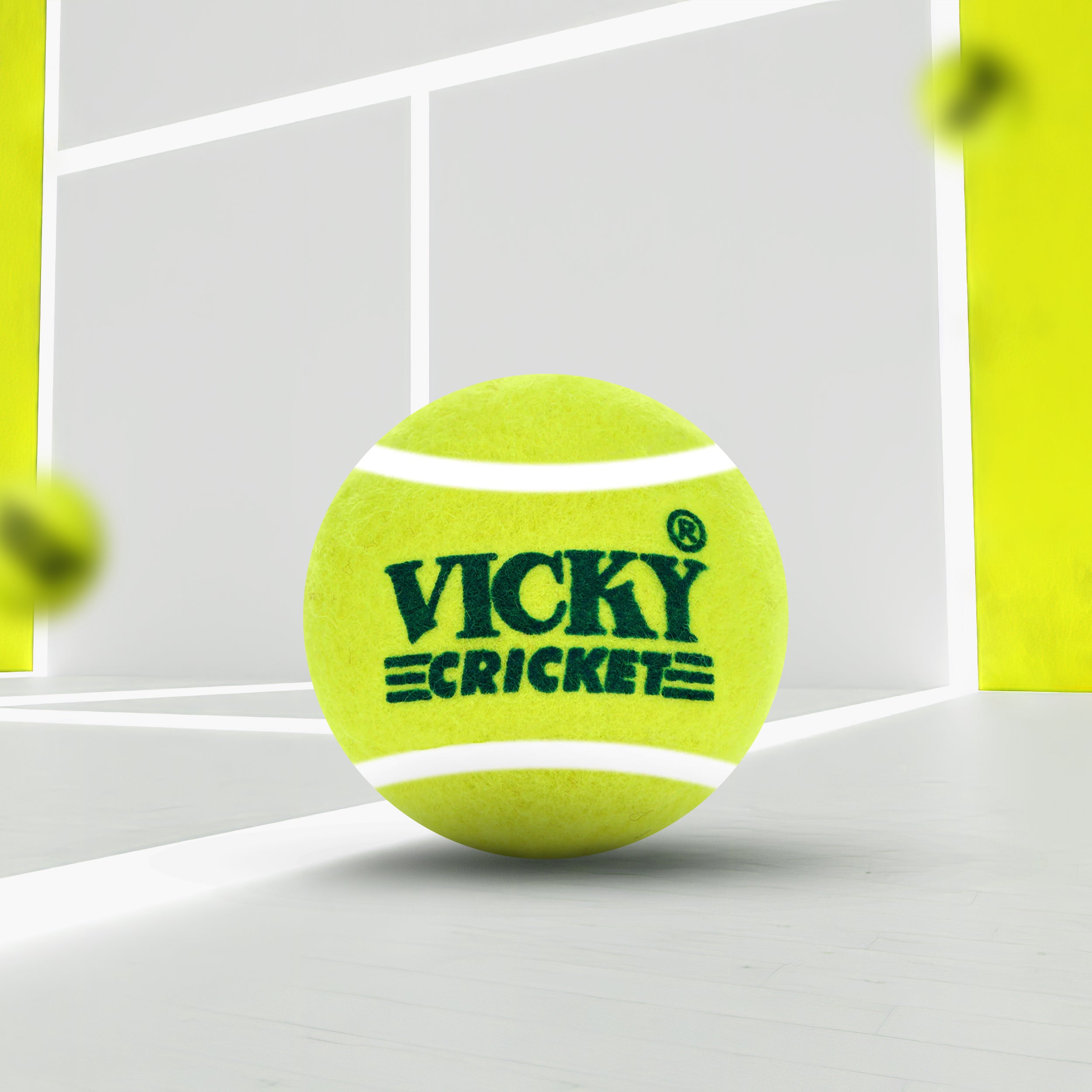 Vicky Cricket Tennis Balls Fluorescent Yellow (Pack of 9) - InstaSport