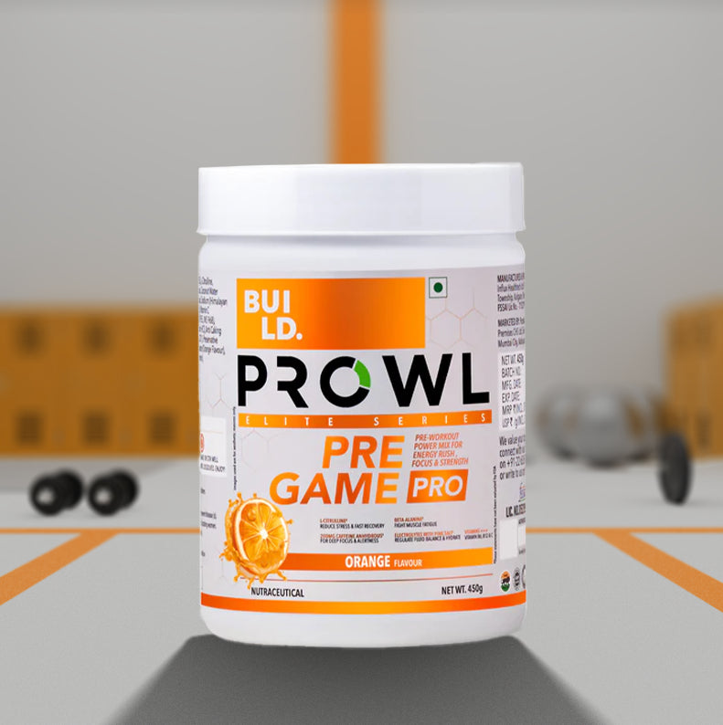 Build Prowl Pre Game Pro - Orange - 450 gm - InstaSport