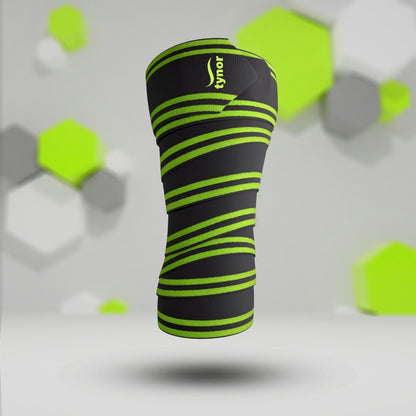 Tynor Weight Lifting Knee Wrap - Black & Green (Pack of 2) - InstaSport