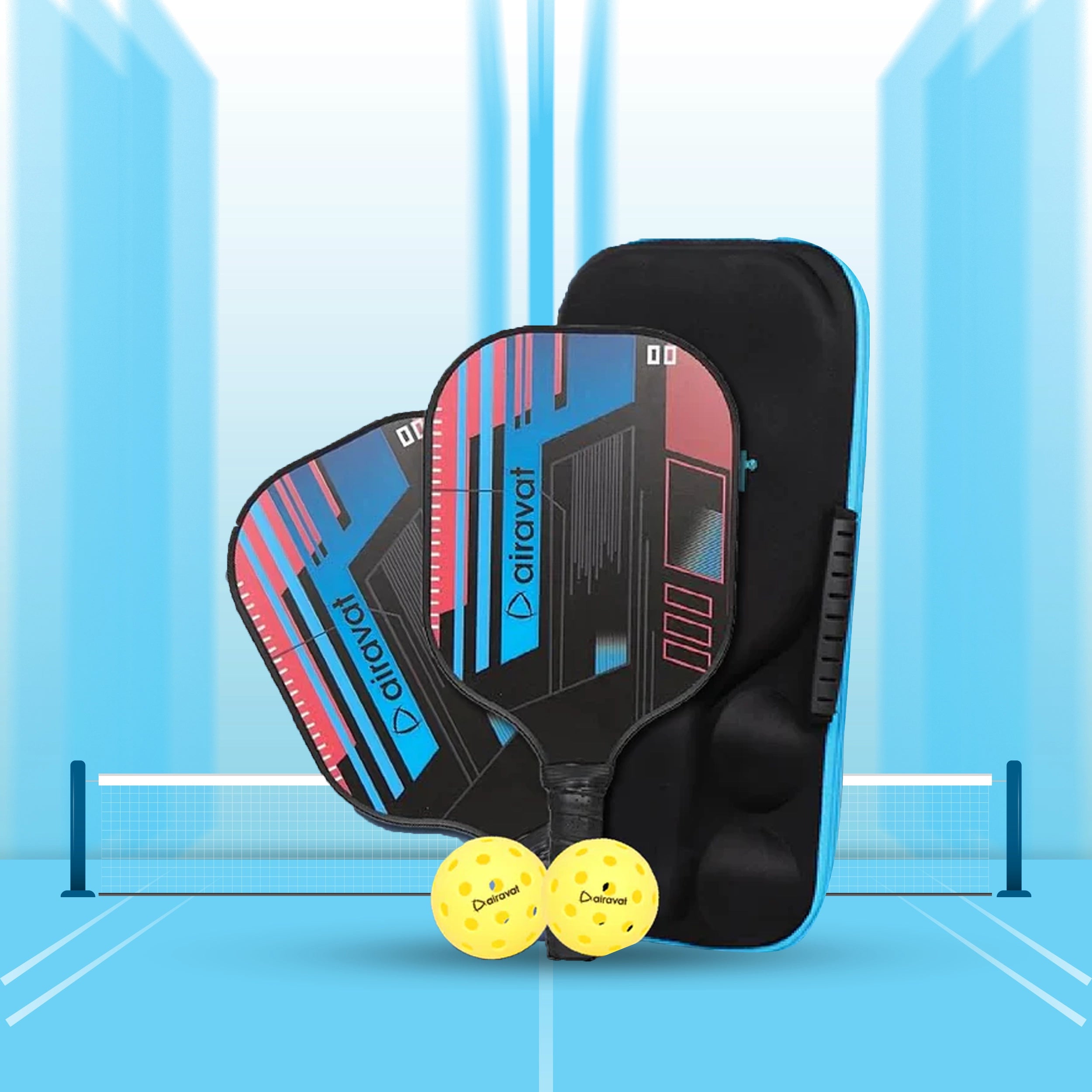 Airavat Bang PickleBall Paddle Set ( 2 Paddles + 2 Balls + 1 Bag /Assorted Colour)