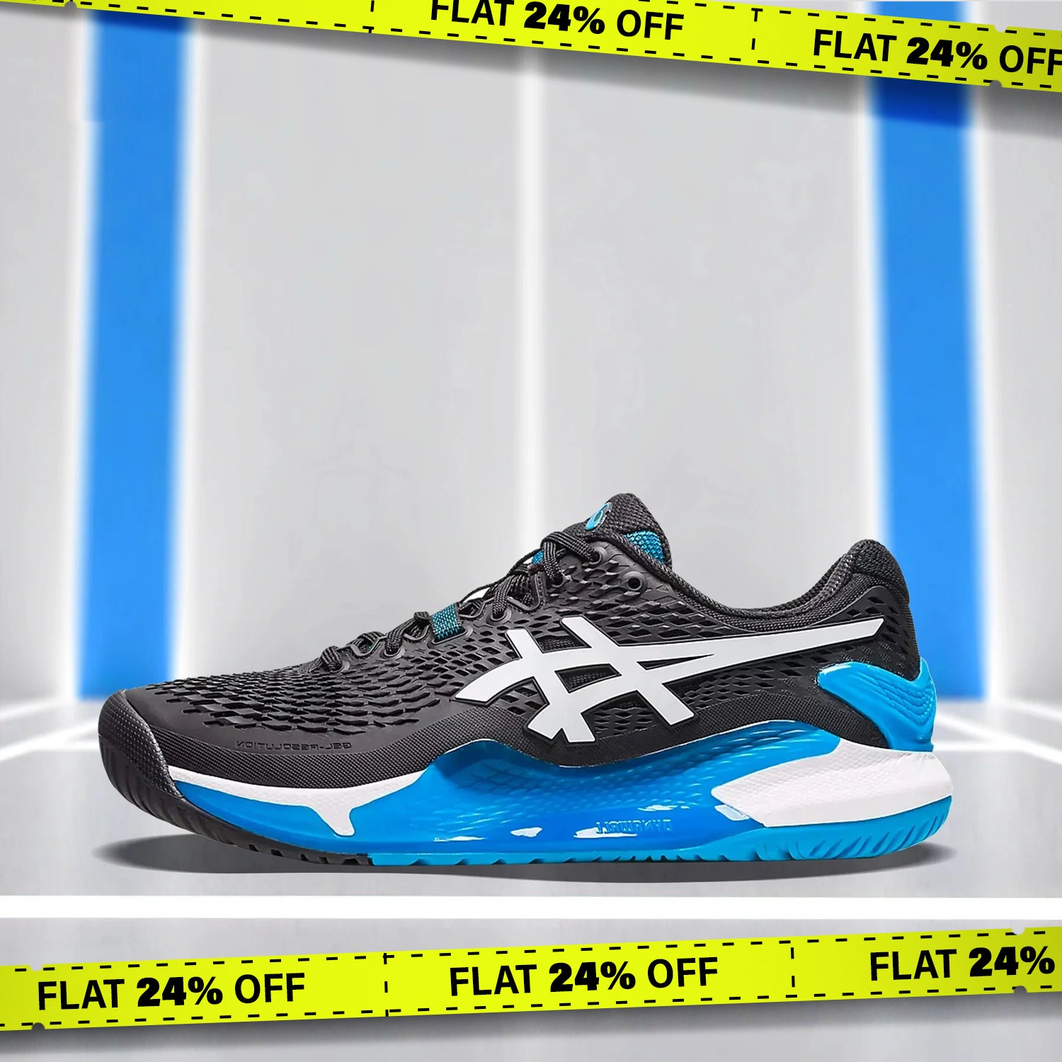 Asics Gel Resolution 9 Tennis Shoes (Black/White) - DOD - InstaSport