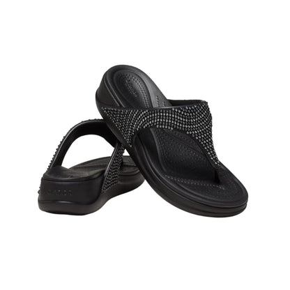 Crocs Women's Boca Bling Flip Wedge W Blk Slipper