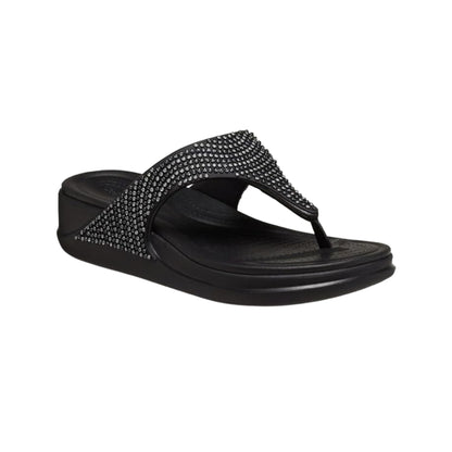 Crocs Women's Boca Bling Flip Wedge W Blk Slipper