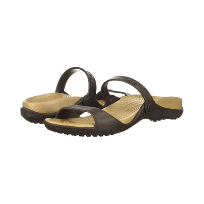 Crocs womens CLEO SANDAL ESPRESSO/GOLD Sandal