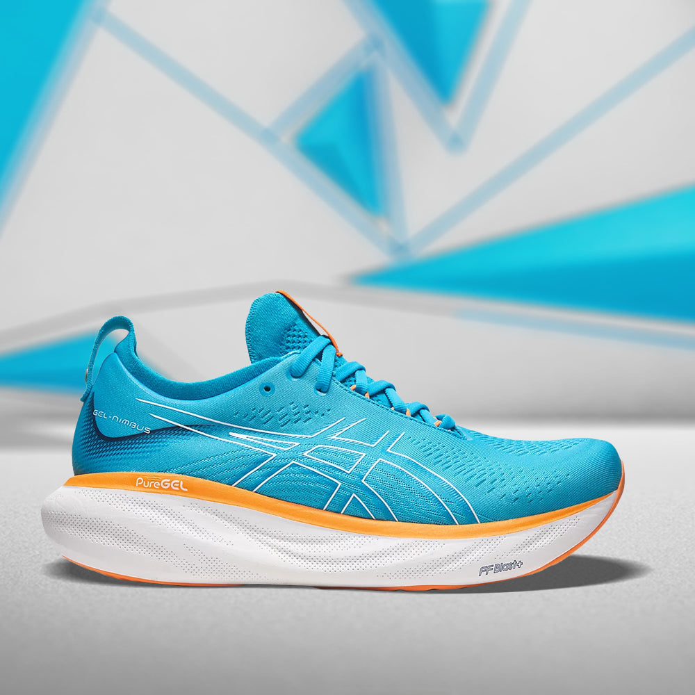 ASICS GEL-NIMBUS 25 (M) - (ISLAND BLUE/ SUN PEACH) RUNNING SHOES - InstaSport