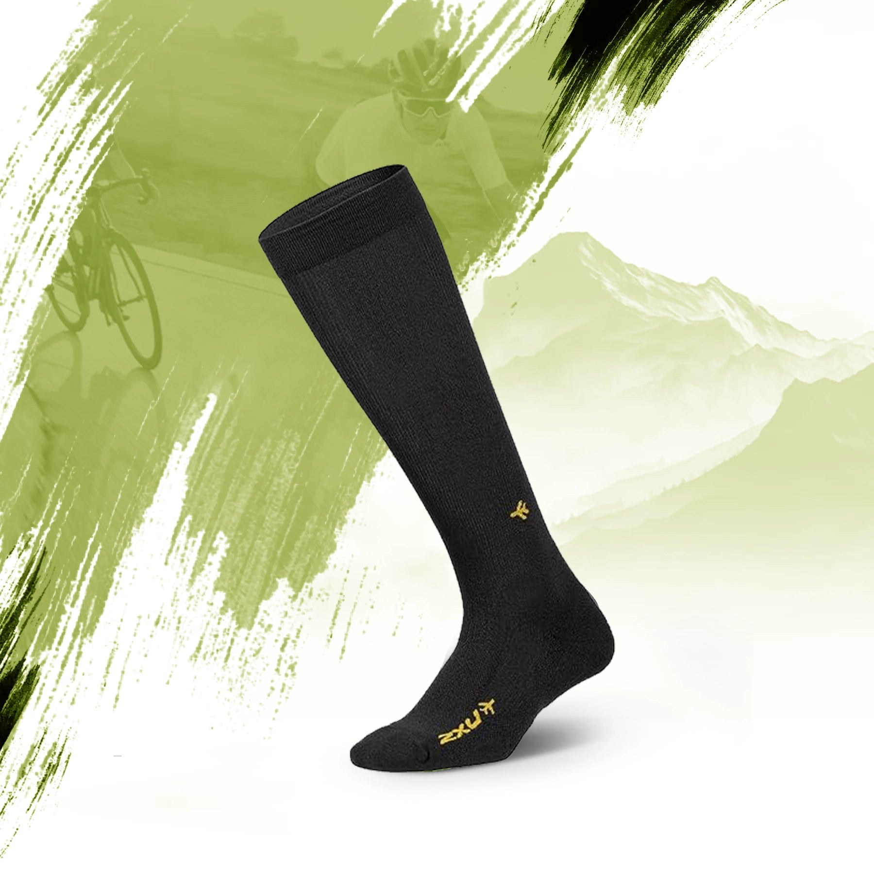 2XU Flight Comp Socks - Black/Black