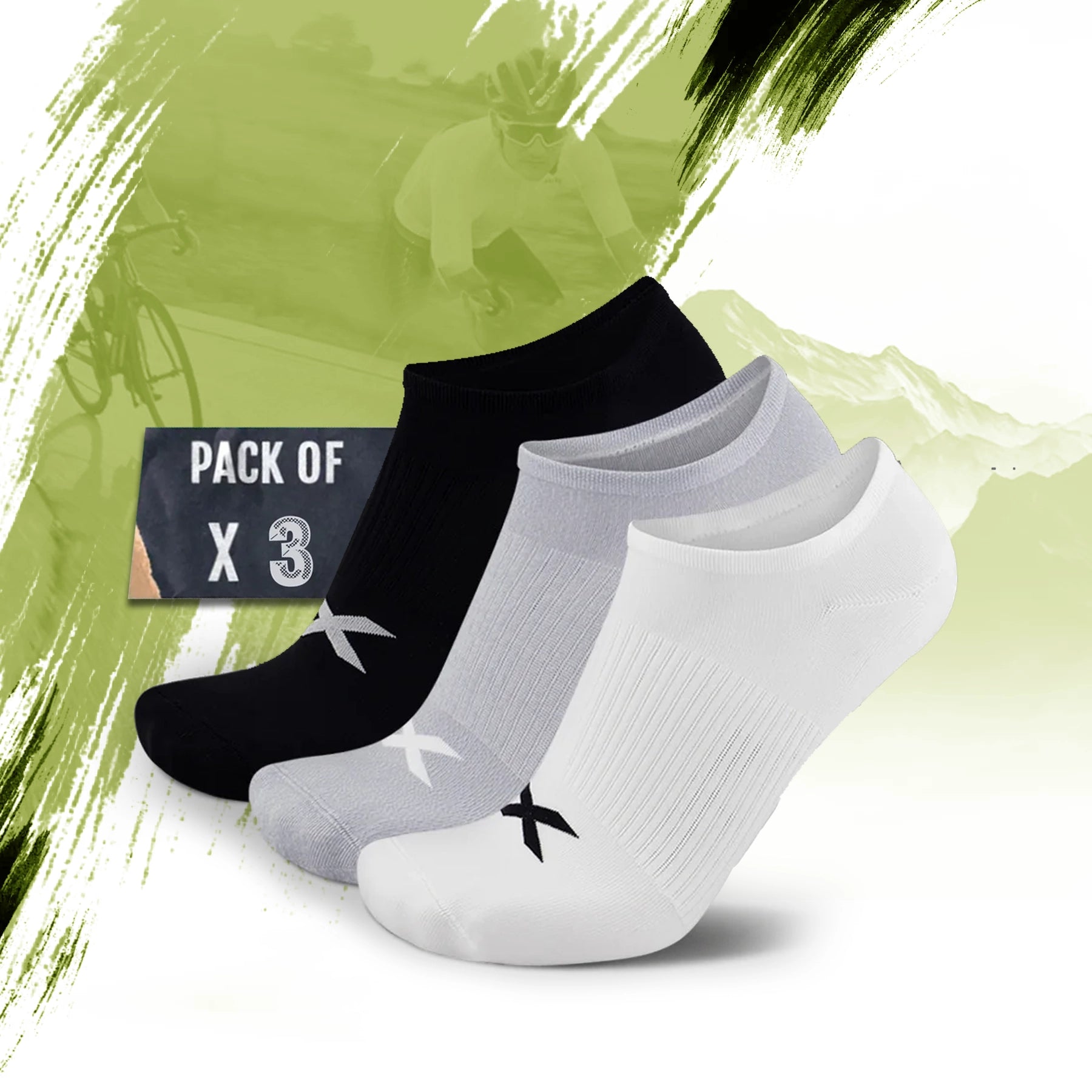 2XU Invisible Sock 3 Pack - Three Color