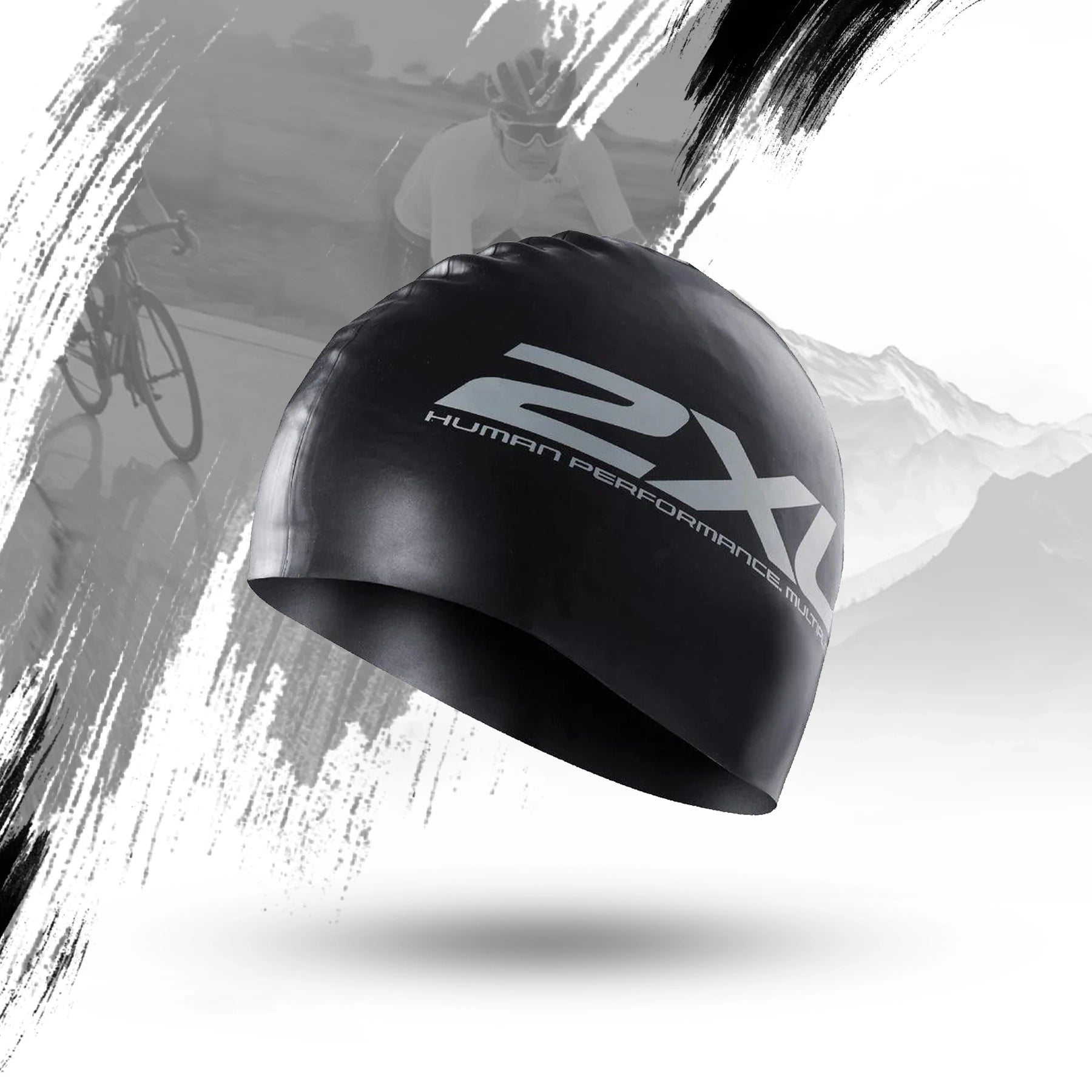 2XU Silicone Swim Cap - Black/Black