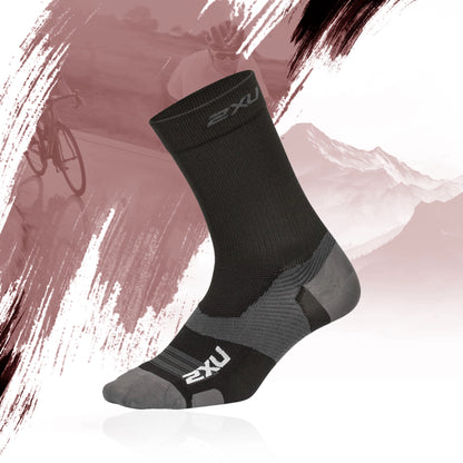 2XU Vectr Ultralight Crew Socks - Black/Titanium