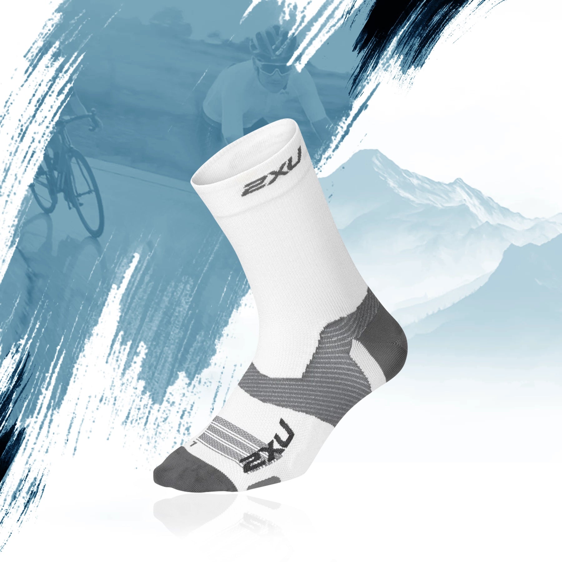 2XU Vectr Ultralight Crew Socks - White/Grey