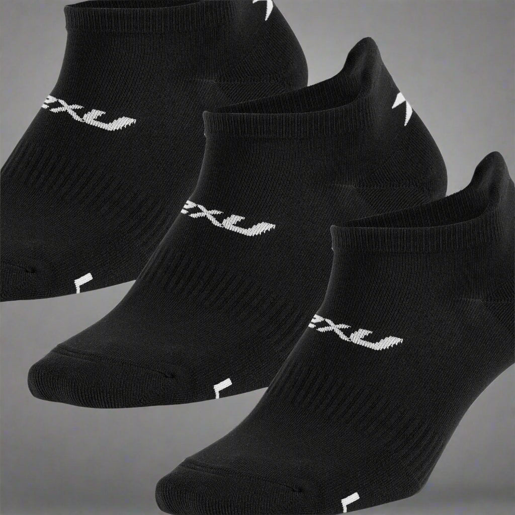 2XU_AnkleSock_3Pack_BlackWhite_Frontview_Instasport