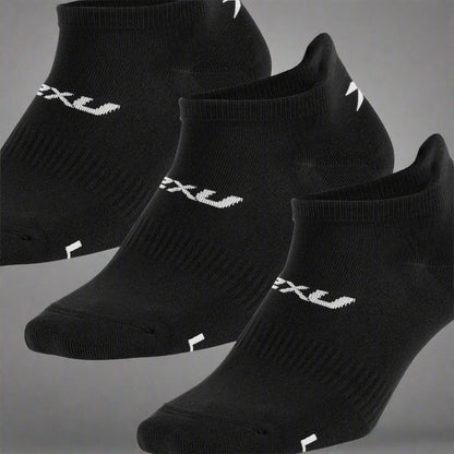 2XU_AnkleSock_3Pack_BlackWhite_Frontview_Instasport