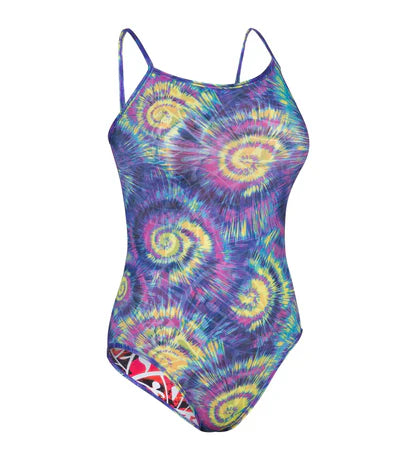 Speedo Women's Endurance+ Hippy Explosion Flip Reversible One Piece Swimwear - Navy & Chroma Blue