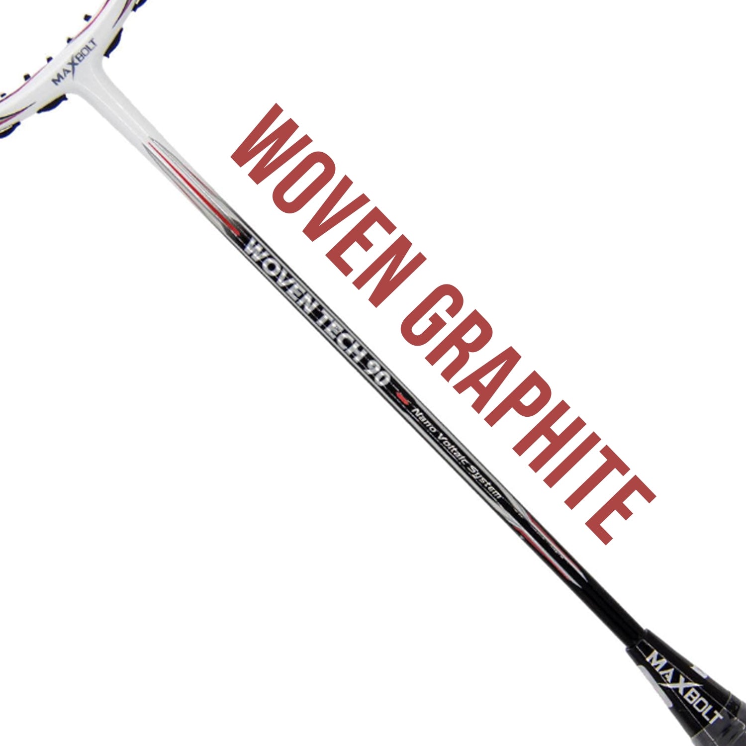 Maxbolt Woven Tech 90 Badminton Racket - Black/ White
