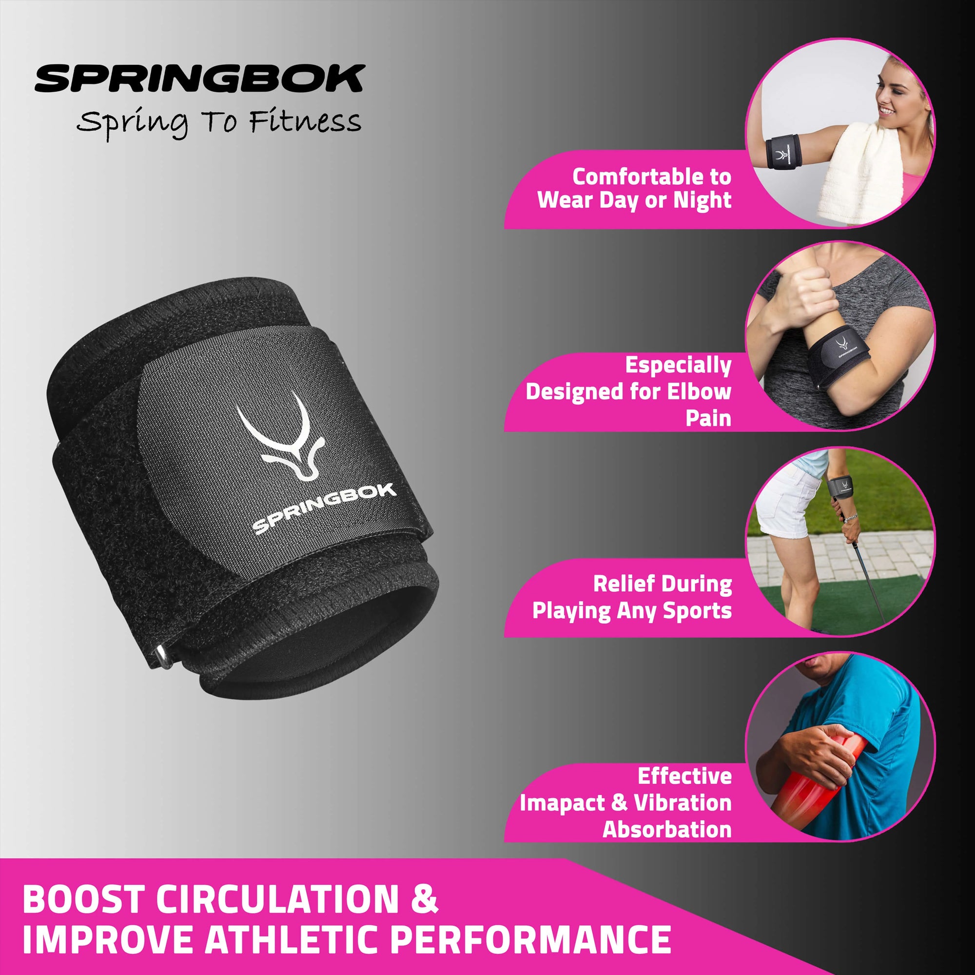 Springbok Tennis Elbow Support Brace for Men and Women - InstaSport