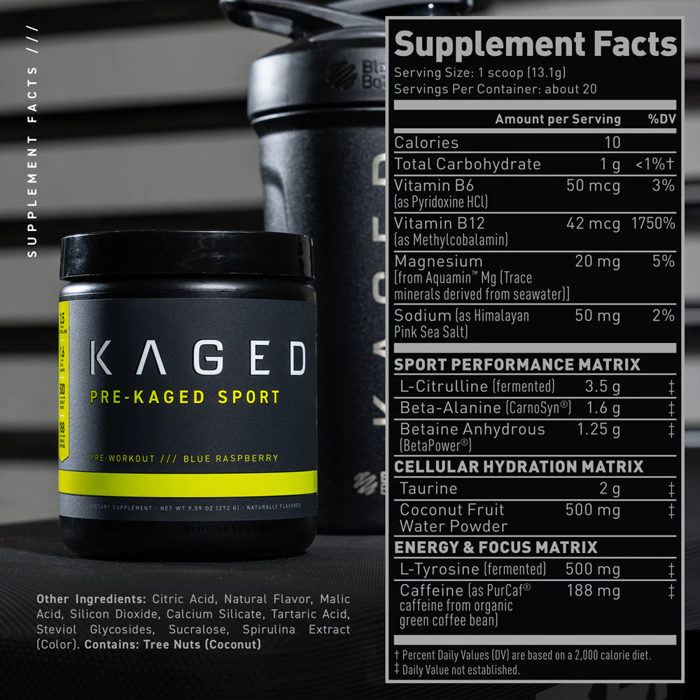 Kaged Muscle - Pre-Kaged Sport 20serve - Blue Raspberry - InstaSport