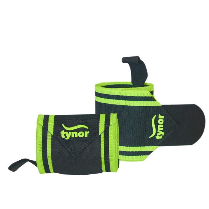 Tynor Wrist Wrap With Thumb Loop - Black & Green (Pack of 2)