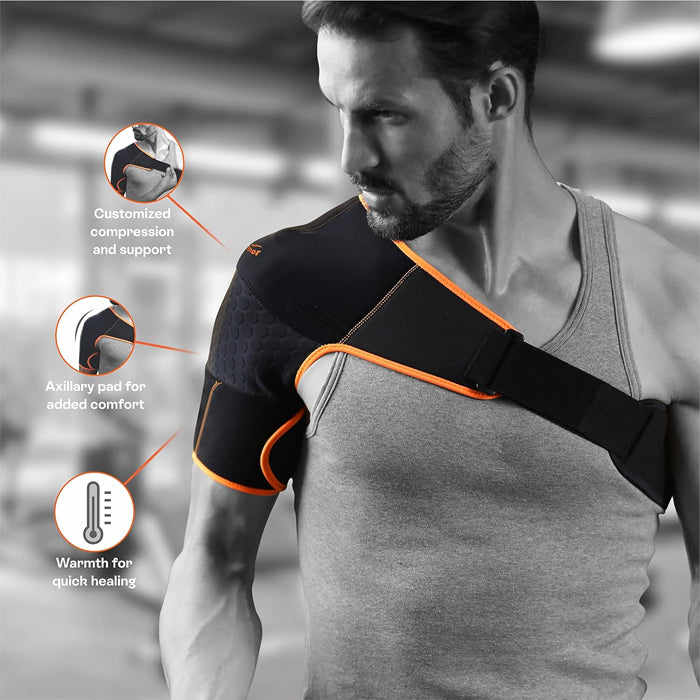 Tynor Double Lock Should Support Neo - Black & Orange - InstaSport