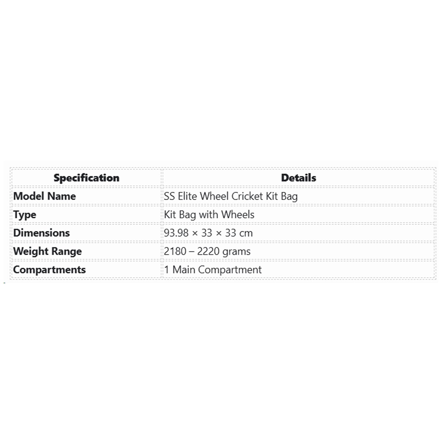 SS Elite Wheel Cricket Kit Bag