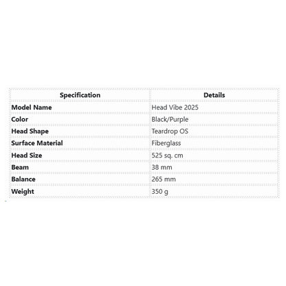 Head Vibe 2025 Padel Racquet - Black/Purple