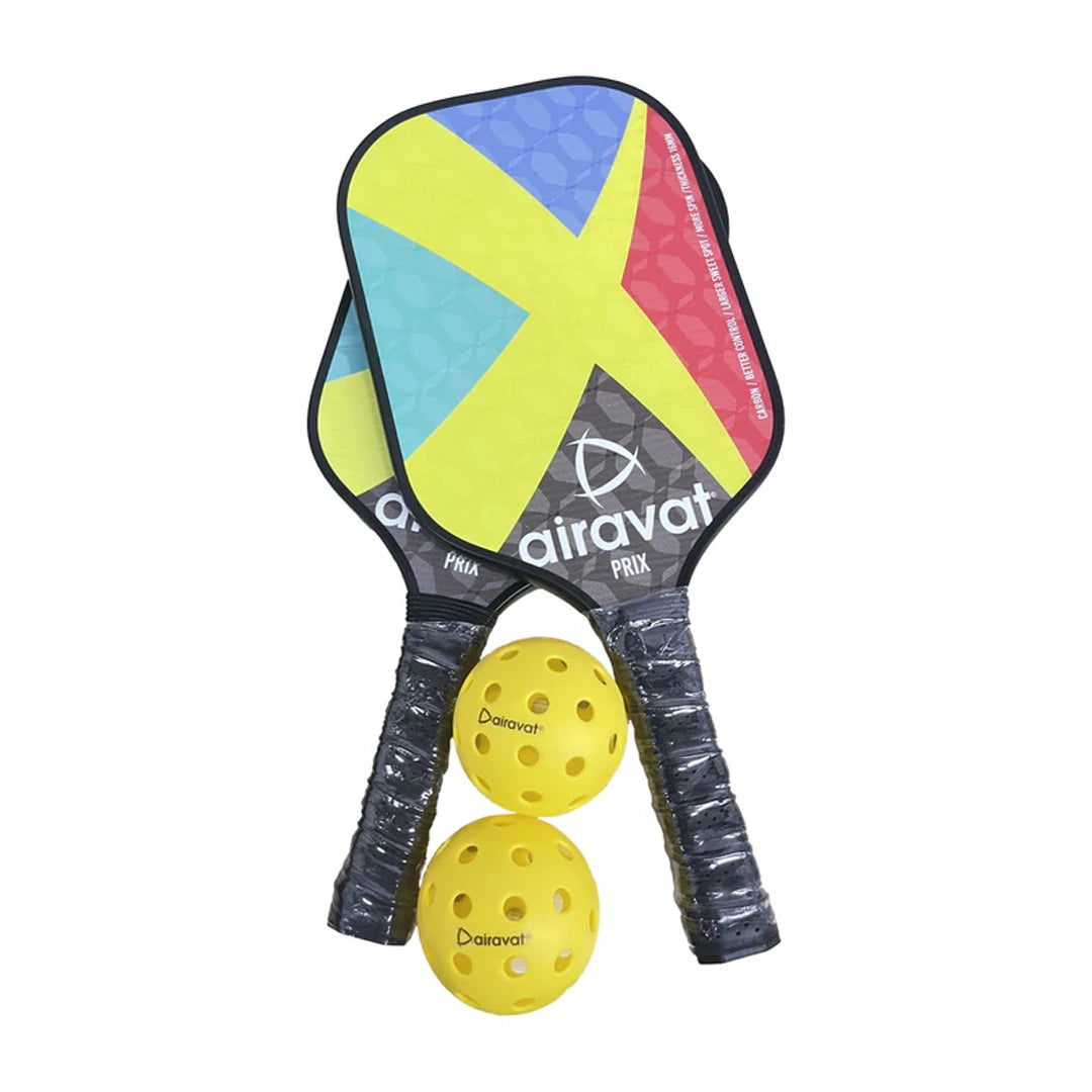 Airavat Prix Pickleball Paddle Set (2 Paddles + 2 Balls + 1 Bag/Assorted Colour)