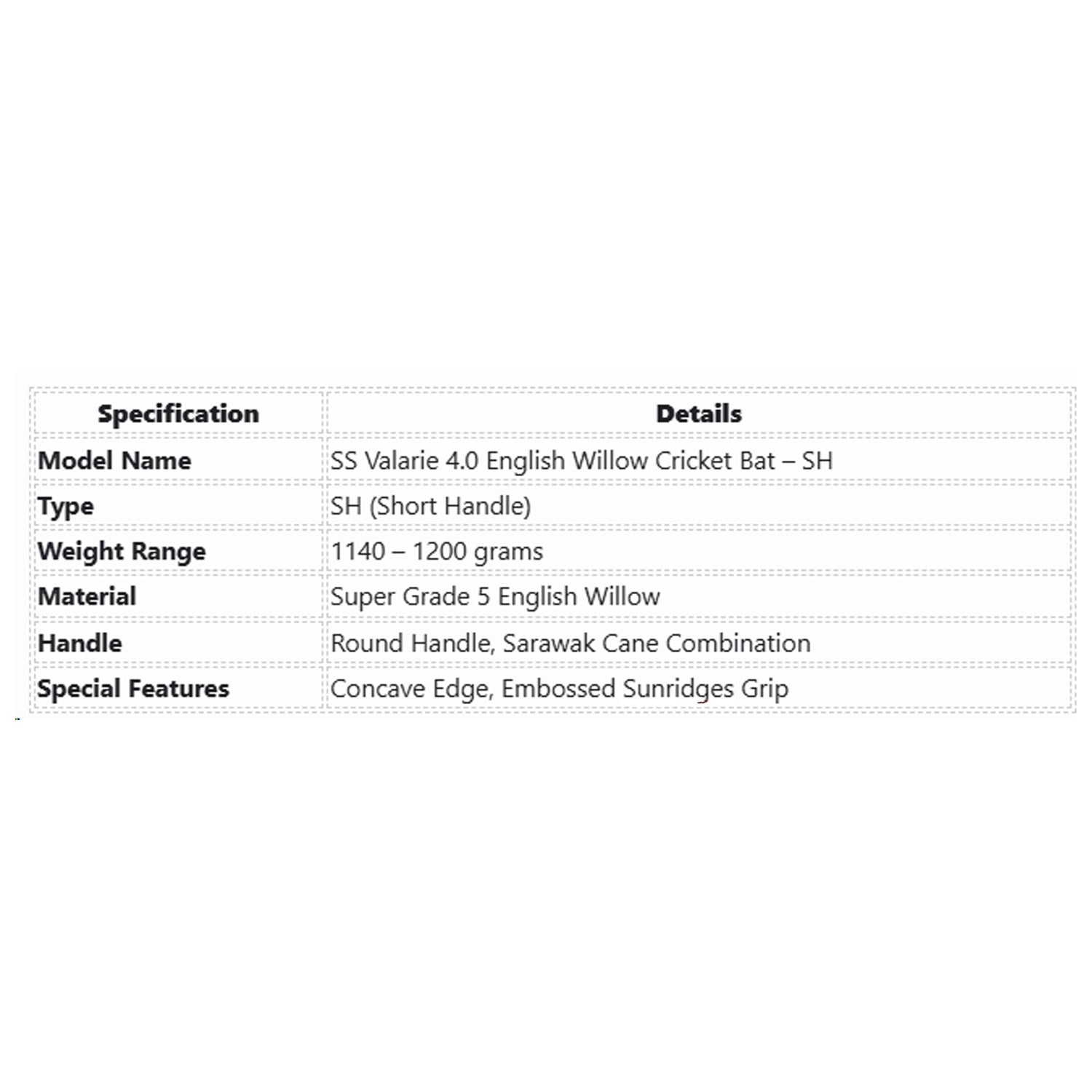 SS Valarie 4.0 English Willow Cricket bat - SH