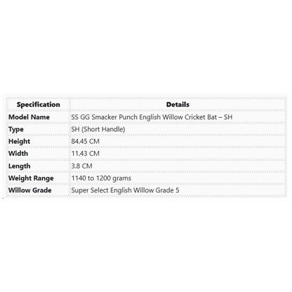 SS GG Smacker Punch English Willow Cricket Bat – SH