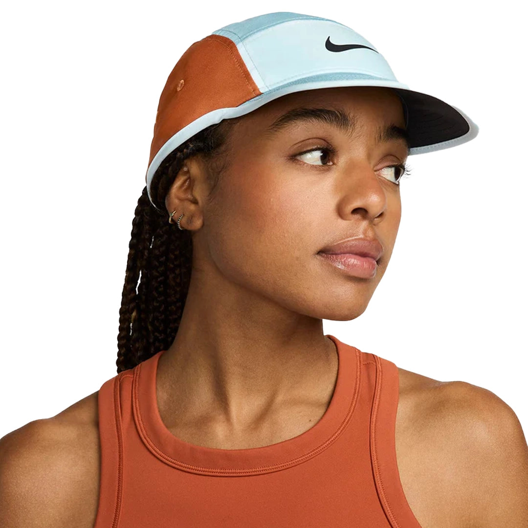 Nike Dri-FIT Fly Unstructured Swoosh Cap - Denim Turquoise/Glacier Blue/Dark Russet/Black