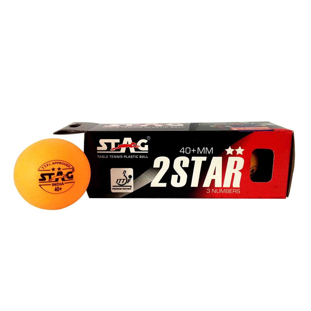 Stag 2 Star Table Tennis Ball - White & Orange - InstaSport