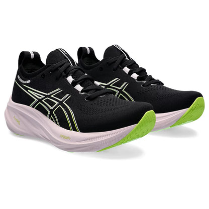 ASICS GEL NIMBUS 26 (M) - (BLACK/ NEON LIME) RUNNING SHOES - InstaSport