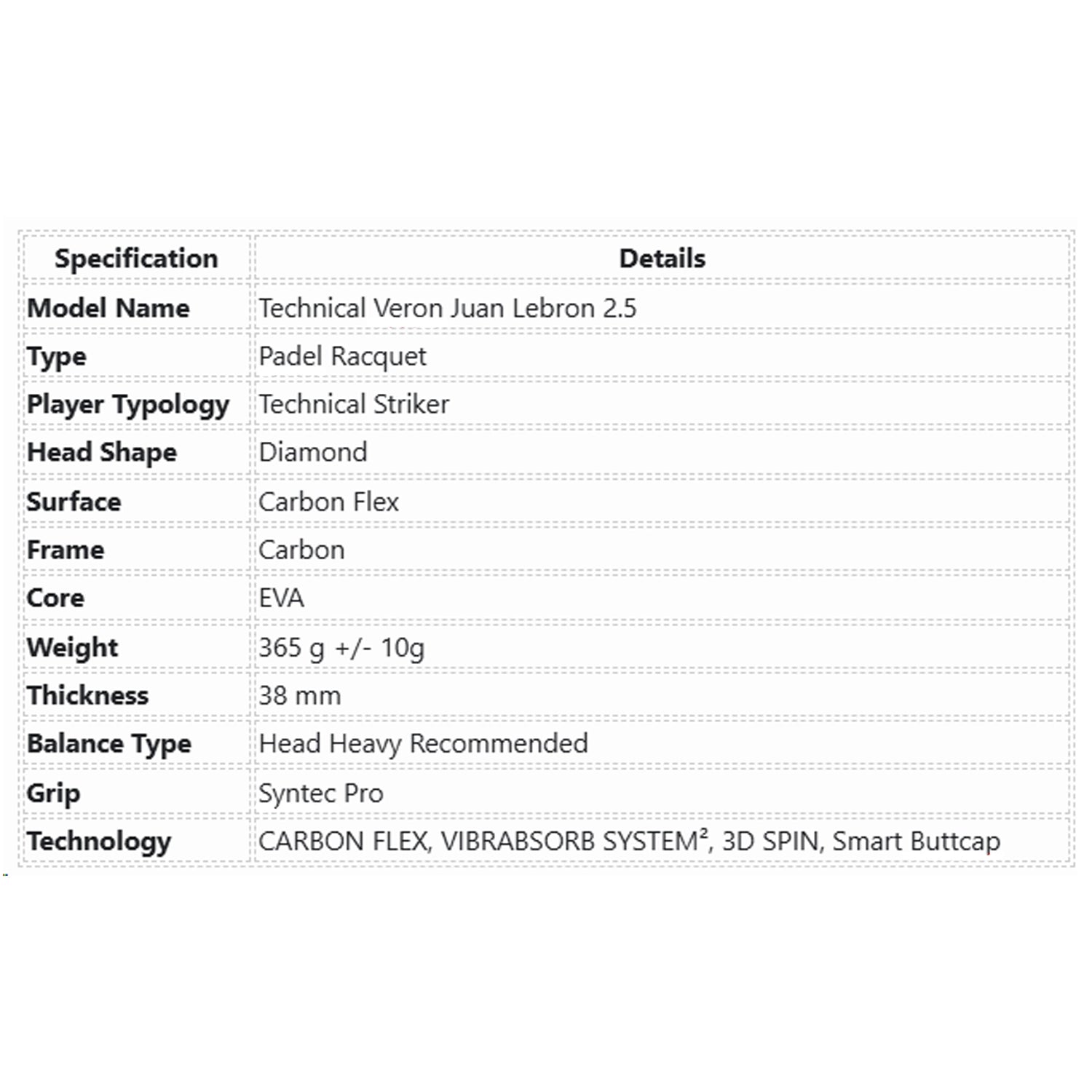 Babolat Technical Veron Juan Lebron 2.5 Padel Racquet