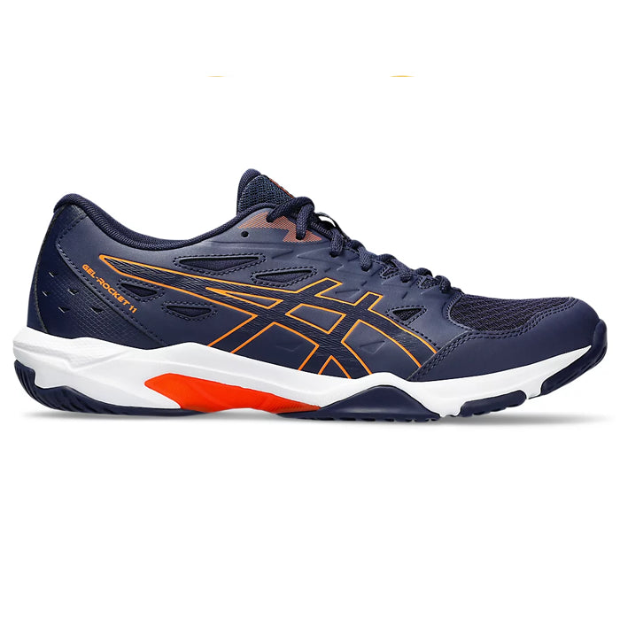 Asics Gel Rocket 11 Badminton Shoes (Peacoat/ Shocking Orange) - InstaSport