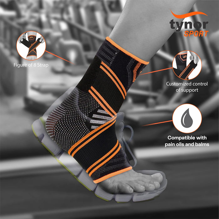 Tynor Air Pro Ankle Binder - Black & Orange - InstaSport