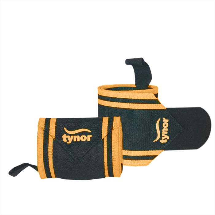 Tynor Wrist Wrap With Thumb Loop - Black & Orange (Pack of 2) - InstaSport