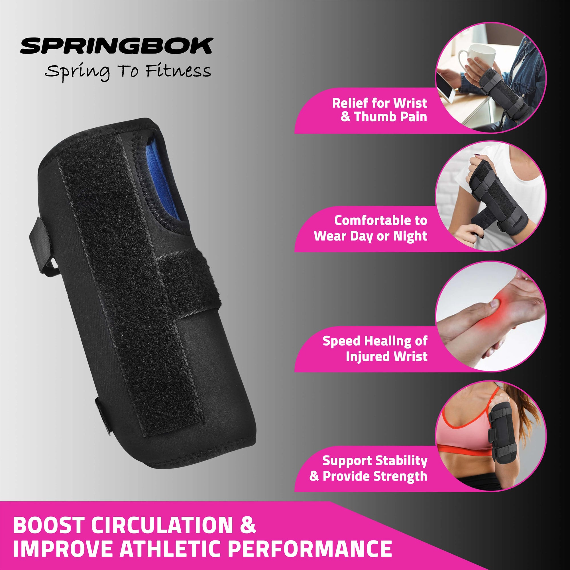 Springbok Wrist Cock-Up Splint Brace for Men and Women - InstaSport