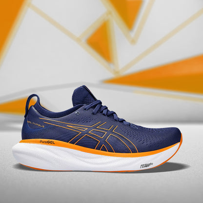 ASICS GEL-NIMBUS 25 (M) - (IDEEP OCEAN/BRIGHT ORANGE) RUNNING SHOES - InstaSport