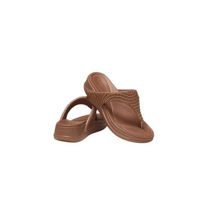 Crocs Women's Boca Bling Flip Wedge W Bronze Slipper