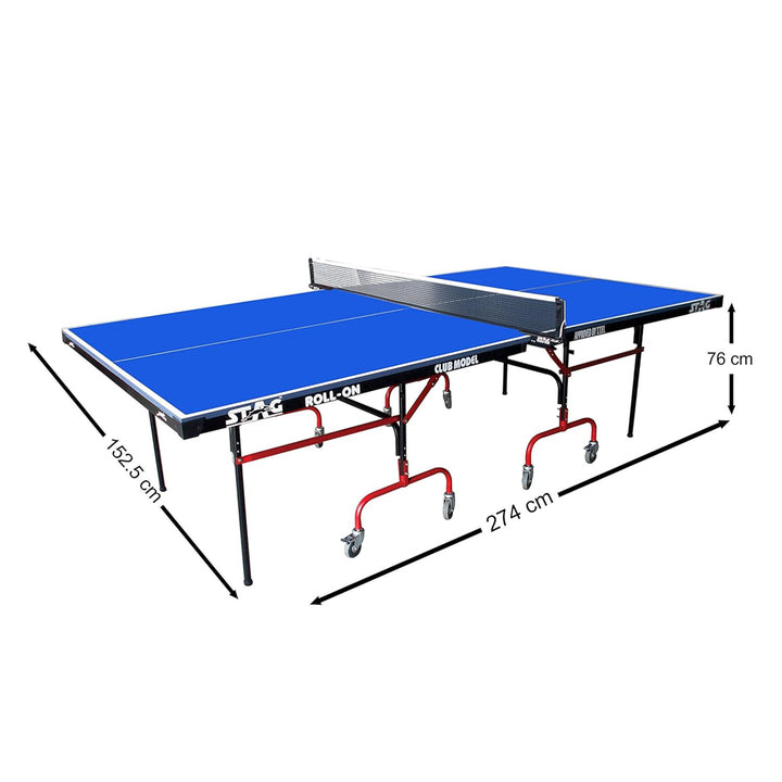 Stag Club with 75 mm Wheels and Levelers 19 mm Top Table Tennis Table