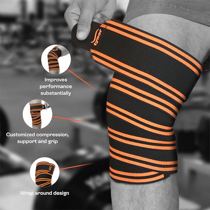 Tynor Weight Lifting Knee Wrap - Black & Green (Pack of 2)